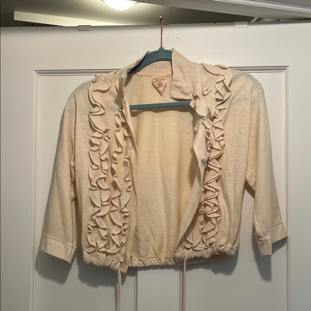 Vintage Cropped Cardigan with Ruffles Sz s/M